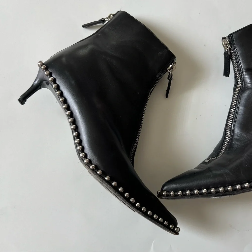 Alexander Wang Eri Studded Leather Ankle Boots In Black